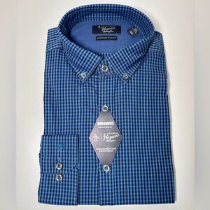 Original Penguin Blue Plaid Heritage Slim Fit Button Down Dress Shirt 15.5 NWT